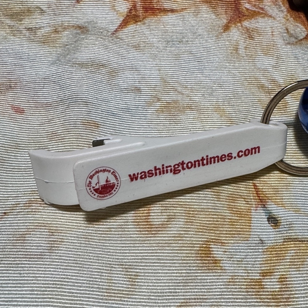 Washington Times White Bottle Opener Keychain - Picture 2 of 3